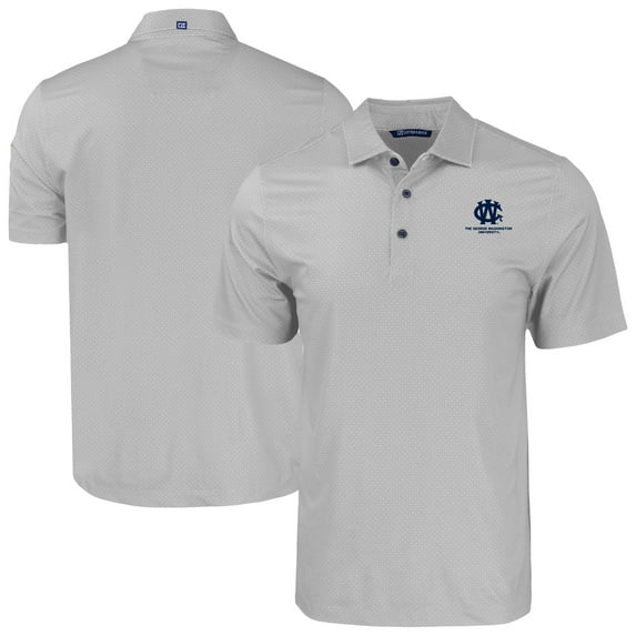 Men's Cutter & Buck Gray George Washington University Big & Tall Pike Eco Tonal Geo Print Stretch Recycled Polo