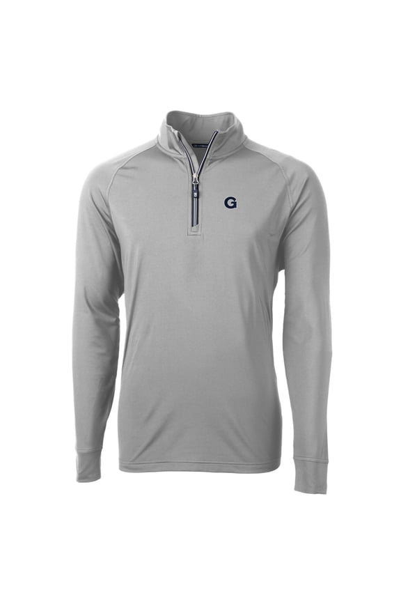 Men's Cutter & Buck Gray Georgetown Hoyas Big & Tall Adapt Eco Knit Quarter-Zip Pullover Jacket