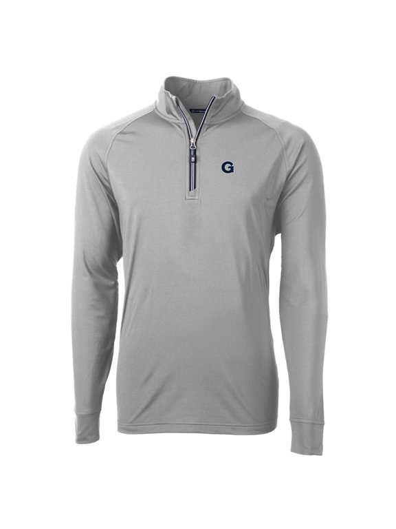 Men's Cutter & Buck Gray Georgetown Hoyas Big & Tall Adapt Eco Knit Quarter-Zip Pullover Jacket