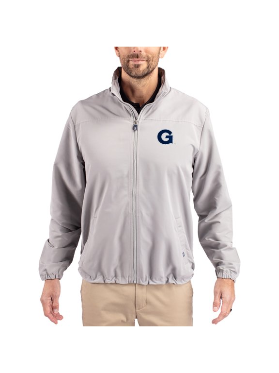 Men's Cutter & Buck Gray Georgetown Hoyas Charter Eco Recycled Full-Zip Jacket