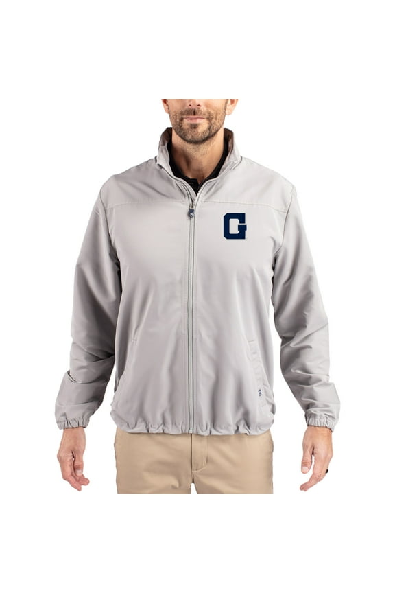 Men's Cutter & Buck Gray Georgetown Hoyas Charter Eco Recycled Full-Zip Jacket