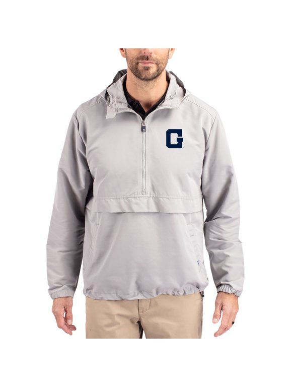 Men's Cutter & Buck Gray Georgetown Hoyas Charter Eco Recycled Half-Zip Anorak Jacket