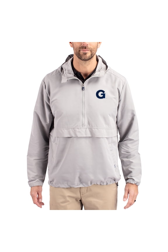 Men's Cutter & Buck Gray Georgetown Hoyas Charter Eco Recycled Half-Zip Anorak Jacket