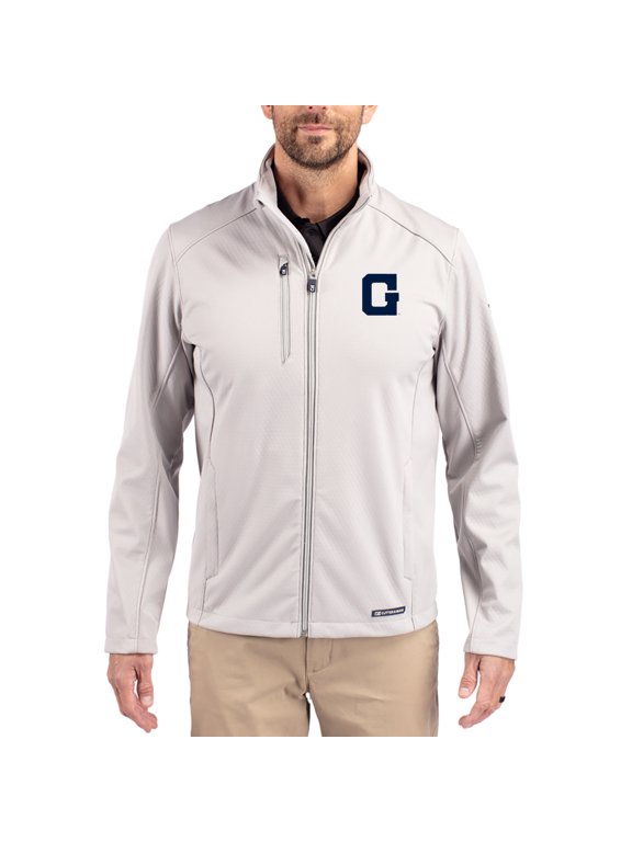 Men's Cutter & Buck Gray Georgetown Hoyas Evoke Eco Softshell Recycled Full-Zip Jacket