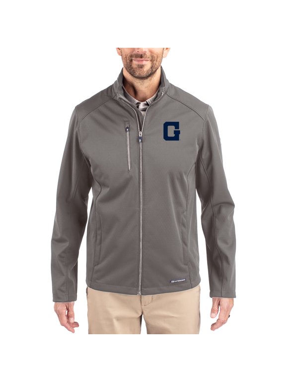 Men's Cutter & Buck Gray Georgetown Hoyas Evoke Eco Softshell Recycled Full-Zip Jacket