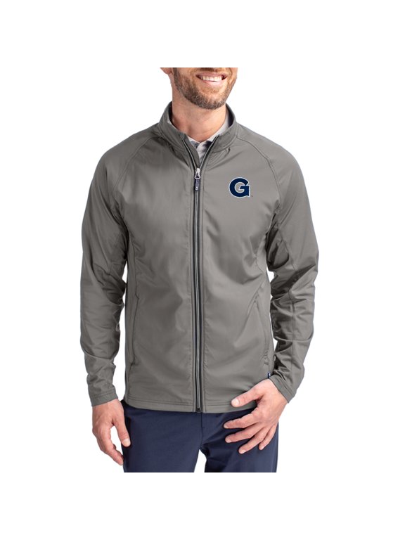 Men's Cutter & Buck Gray Georgetown Hoyas Primary Logo Adapt Eco Knit Raglan Full-Zip Jacket