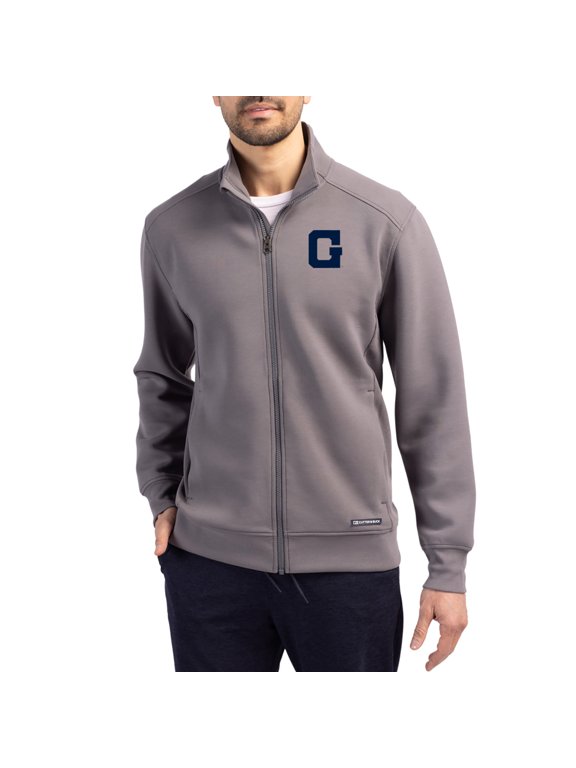 Men's-Cutter & Buck Gray Georgetown Hoyas Roam Eco Recycled Full-Zip Jacket