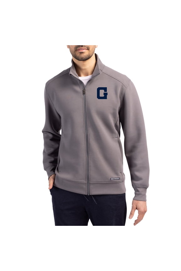 Men's-Cutter & Buck Gray Georgetown Hoyas Roam Eco Recycled Full-Zip Jacket