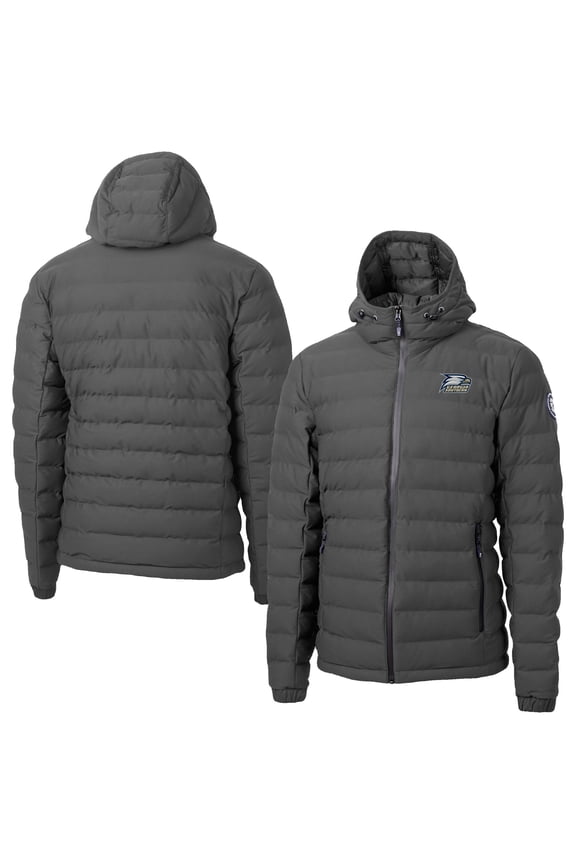 Men's-Cutter & Buck Gray Georgia Southern Eagles Mission Ridge Eco Insulated Repreve Hooded Full-Zip Puffer Jacket