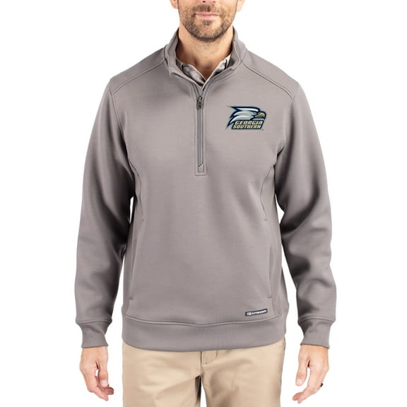 Men's-Cutter & Buck Gray Georgia Southern Eagles Roam Eco Recycled Quarter-Zip Pullover