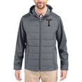 thumbnail image 1 of Men's Cutter & Buck Gray Georgia Tech Yellow Jackets Evoke Hybrid Eco Softshell Recycled Full Zip Hooded Jacket, 1 of 2