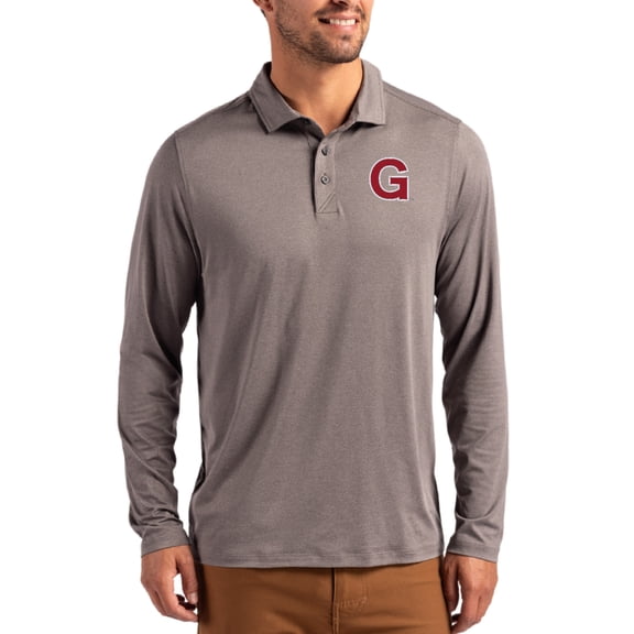 Men's Cutter & Buck Gray Gonzaga Bulldogs Vault Coastline Epic Comfort Long-Sleeve Polo