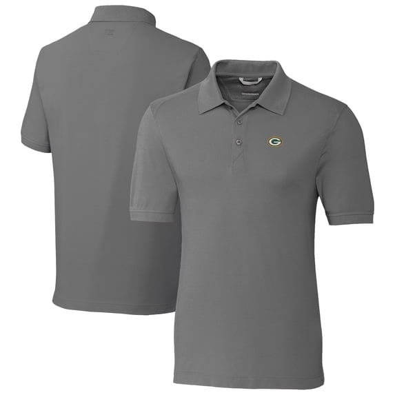 Men's Cutter & Buck Gray Green Bay Packers Advantage Eco Pique DryTec Tri-Blend Polo