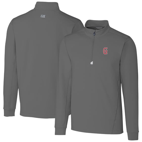 Men's Cutter & Buck Gray Greenville Drive Traverse Stretch Quarter-Zip Pullover Top