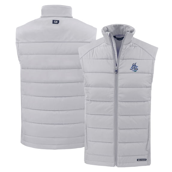 Men's Cutter & Buck Gray Hartford Yard Goats Evoke Hybrid Eco Softshell Recycled Full-Zip Vest