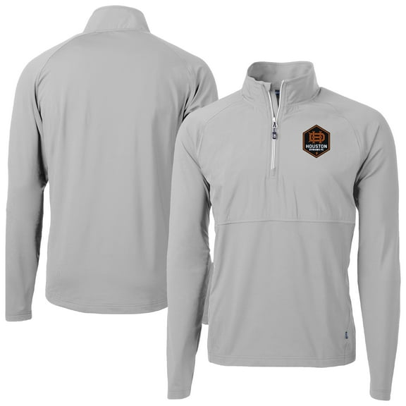 Men's-Cutter & Buck  Gray Houston Dynamo FC Adapt Eco Knit Hybrid Recycled Quarter-Zip Pullover Top