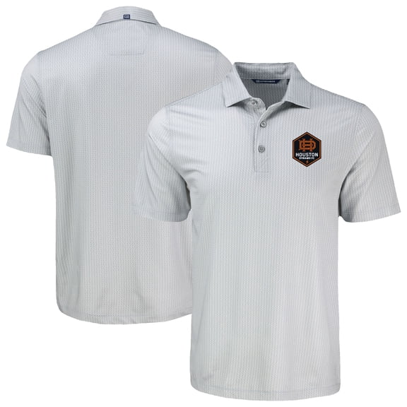 Men's-Cutter & Buck Gray Houston Dynamo FC Big & Tall Pike Eco Shadow Check Print Recycled Polo
