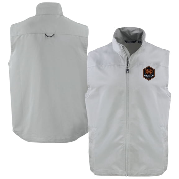 Men's-Cutter & Buck Gray Houston Dynamo FC Charter Eco Recycled Full-Zip Vest
