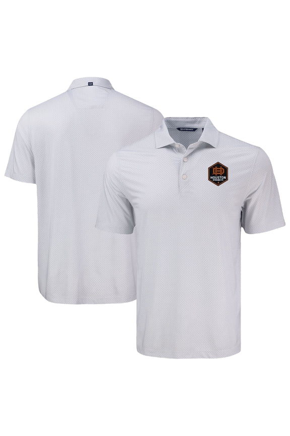 Men's Cutter & Buck Gray Houston Dynamo FC Pike Eco Diamond Dot Print Recycled Polo