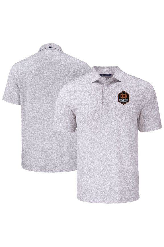 Men's Cutter & Buck  Gray Houston Dynamo FC Pike Eco Flora Print Recycled Polo