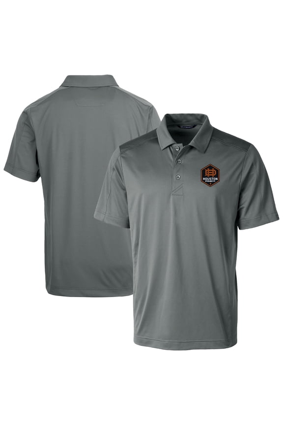 Men's-Cutter & Buck  Gray Houston Dynamo FC Prospect Eco Textured Stretch Recycled Polo