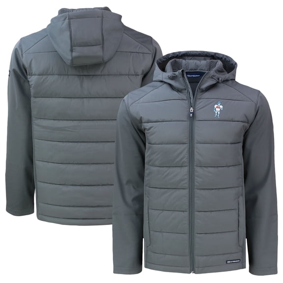 Men's Cutter & Buck  Gray Houston Oilers Throwback Big & Tall Evoke Hybrid Eco Softshell Recycled Full-Zip Jacket