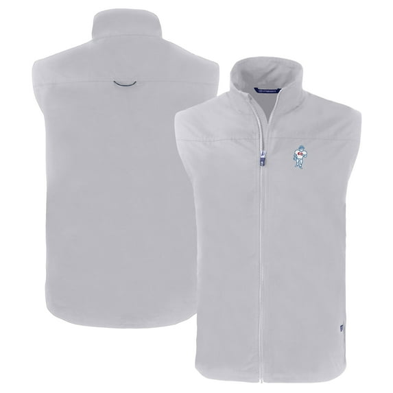 Men's Cutter & Buck Gray Houston Oilers Throwback Charter Eco Recycled Full-Zip Vest