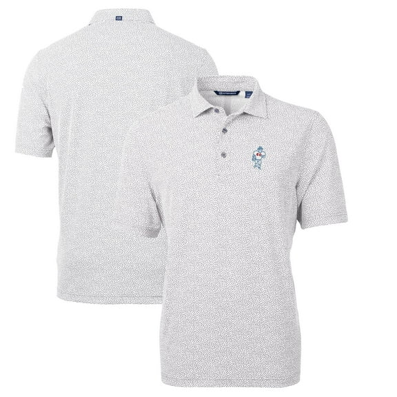 Men's Cutter & Buck Gray Houston Oilers Throwback Logo Virtue Eco-Pique Botanical Recycled Polo