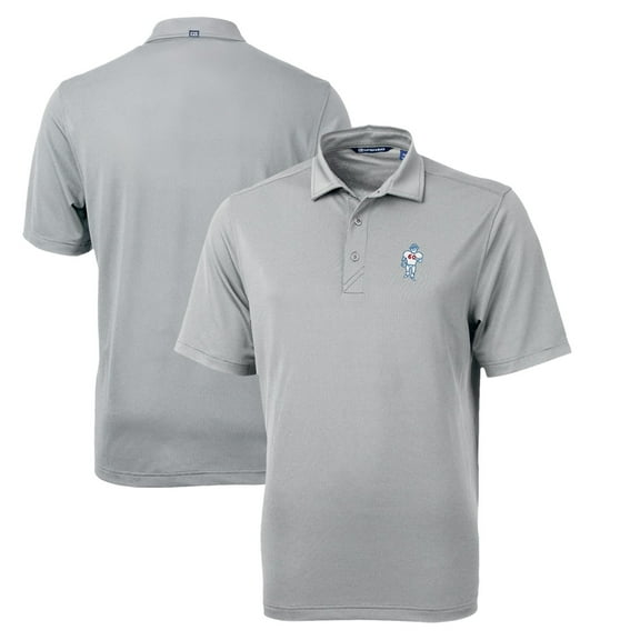 Men's Cutter & Buck Gray Houston Oilers Throwback Logo Virtue Eco Pique Recycled Polo