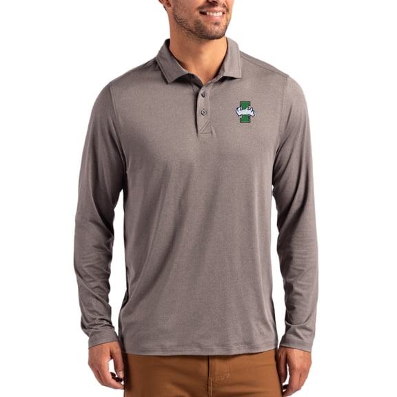 Men's Cutter & Buck Gray Idaho Vandals Primary Coastline Epic Comfort Long-Sleeve Polo