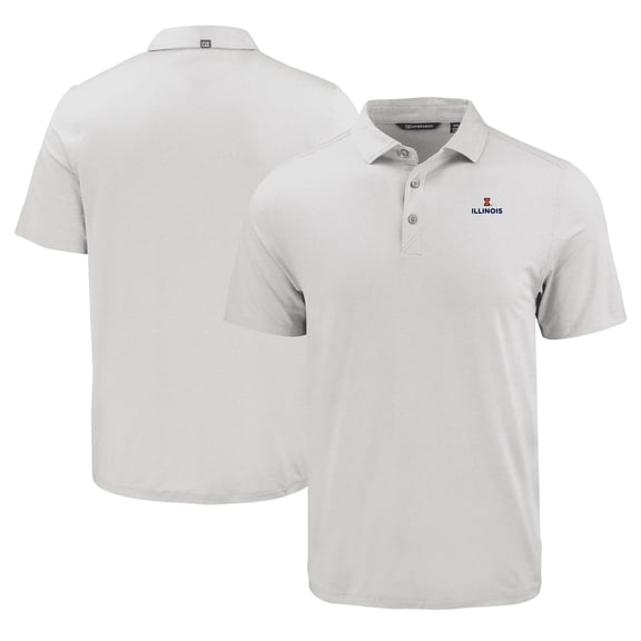Men's Cutter & Buck Gray Illinois Fighting Illini Coastline Epic Comfort Eco Recycled Polo