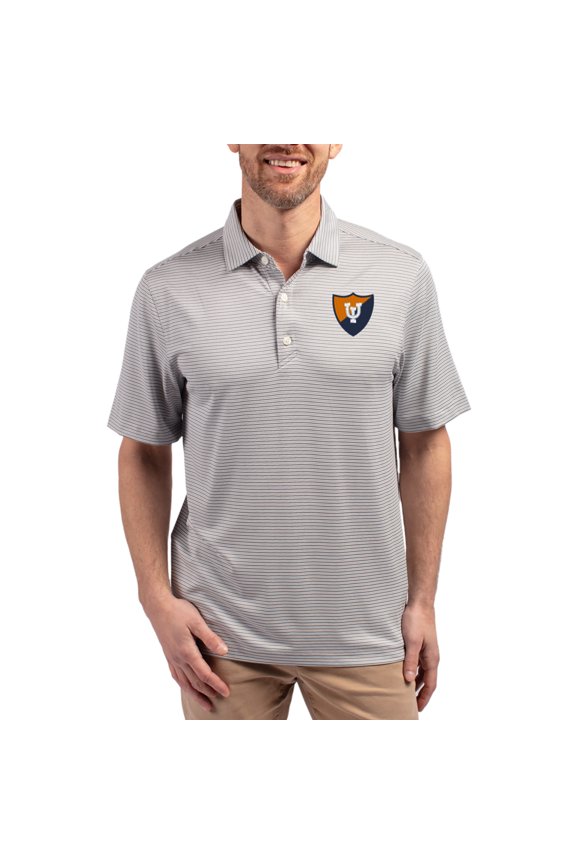 Men's Cutter & Buck Gray Illinois Fighting Illini Forge Eco Double Stripe Stretch Recycled Polo