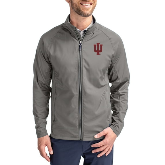 Men's Cutter & Buck Gray Indiana Hoosiers Adapt Eco Hybrid Recycled Full-Zip Jacket
