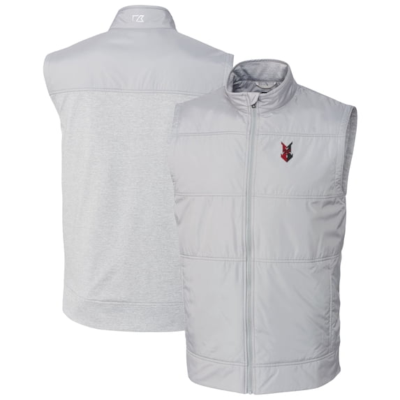 Men's Cutter & Buck Gray Indianapolis Indians Stealth Hybrid Quilted Full-Zip Windbreaker Vest