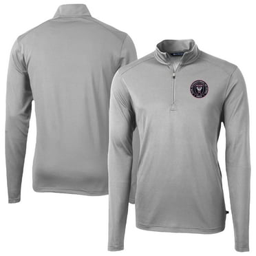 Men's-Cutter & Buck  Gray Inter Miami CF Big & Tall Virtue Eco Pique Recycled Quarter-Zip Pullover Top