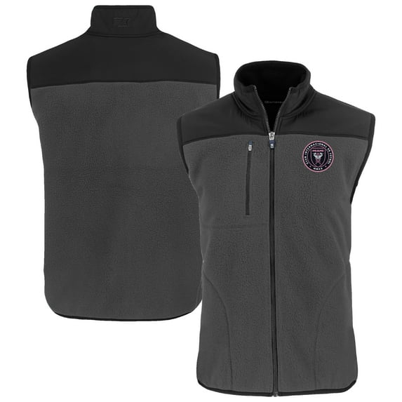 Men's Cutter & Buck Gray Inter Miami CF Cascade Eco Fleece Full-Zip Vest