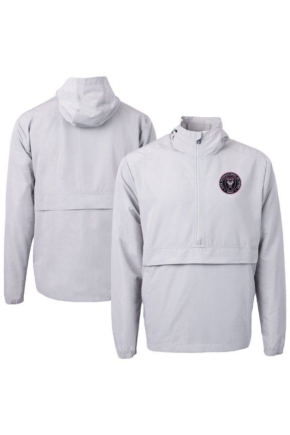 Men's-Cutter & Buck Gray Inter Miami CF Charter Eco Recycled Full-Zip Anorak Jacket