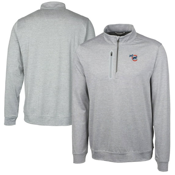 Men's Cutter & Buck Gray Iowa Cubs Big & Tall Stealth Heathered Quarter-Zip Pullover Top