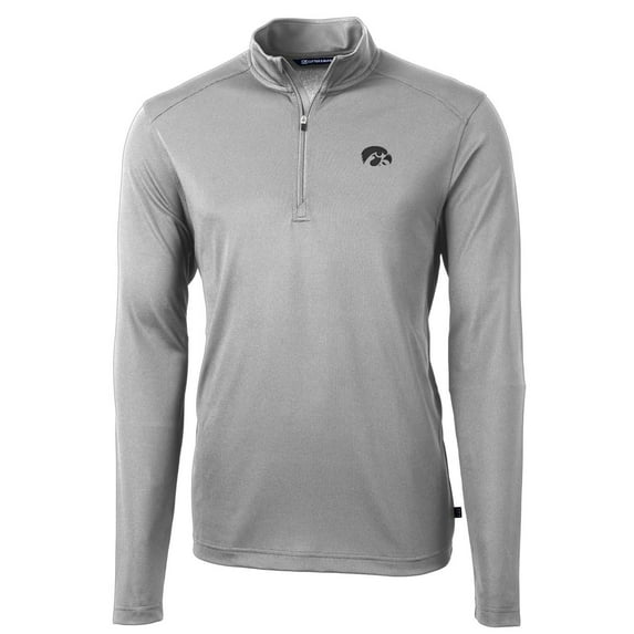 Men's Cutter & Buck Gray Iowa Hawkeyes Virtue Eco Pique Recycled Quarter-Zip Jacket