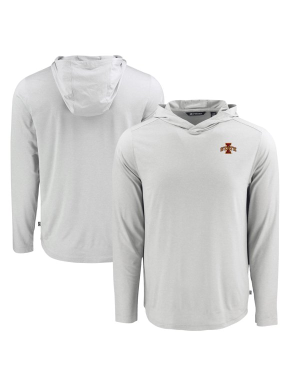 Men's Cutter & Buck Gray Iowa State Cyclones Coastline Epic Comfort Eco Recycled Long Sleeve Hoodie T-Shirt