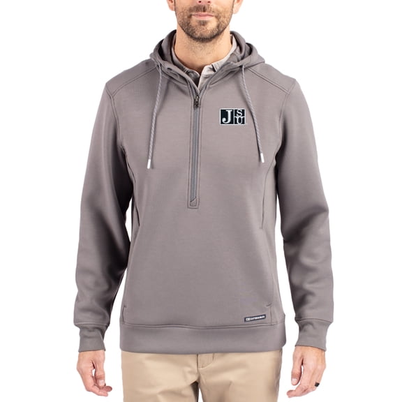 Men's-Cutter & Buck  Gray Jackson State Tigers Roam Eco Recycled Half-Zip Pullover Hoodie