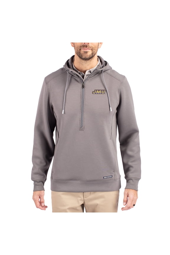 Men's-Cutter & Buck Gray James Madison Dukes Roam Eco Recycled Half-Zip Pullover Hoodie