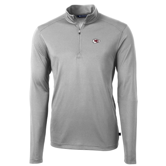 Men's Cutter & Buck Gray Kansas City Chiefs Big & Tall Virtue Eco Pique Quarter-Zip Pullover Jacket
