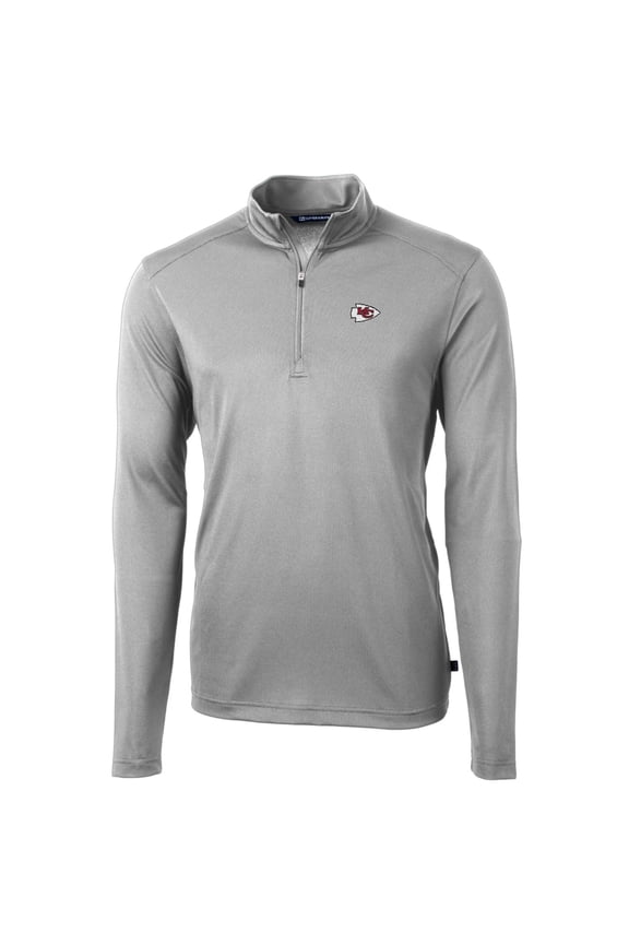 Men's Cutter & Buck Gray Kansas City Chiefs Big & Tall Virtue Eco Pique Quarter-Zip Pullover Jacket