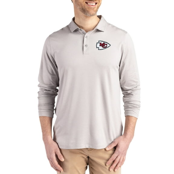 Men's Cutter & Buck Gray Kansas City Chiefs Coastline Epic Comfort Eco Recycled Polo