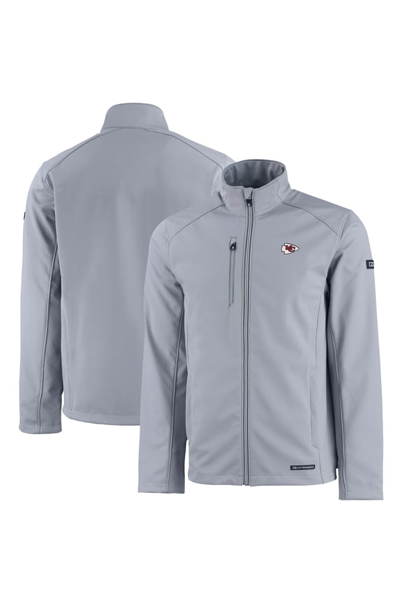Men's Cutter & Buck Gray Kansas City Chiefs Evoke Eco Softshell Recycled Full-Zip Jacket