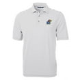 thumbnail image 1 of Men's Cutter & Buck Gray Kansas Jayhawks Virtue Eco Pique Stripe Recycled Polo, 1 of 1