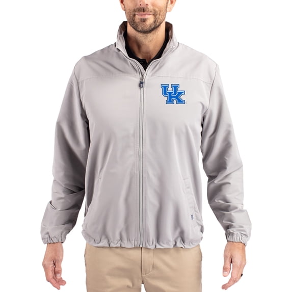Men's Cutter & Buck Gray Kentucky Wildcats Charter Eco Recycled Full-Zip Jacket