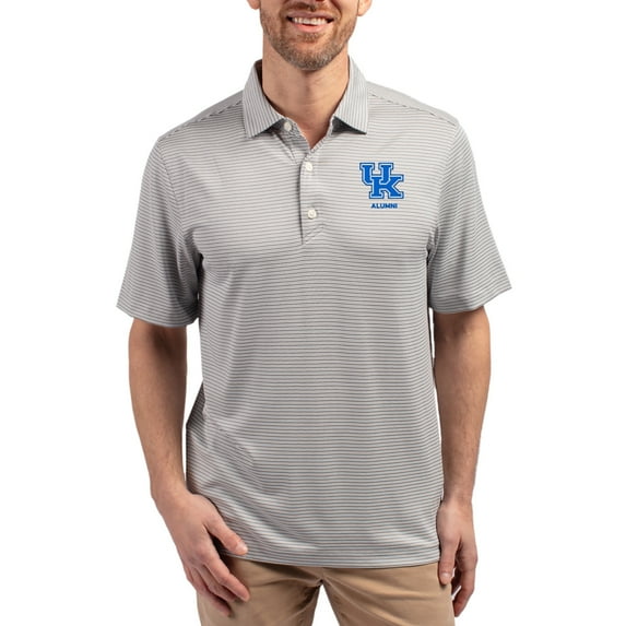 Men's Cutter & Buck Gray Kentucky Wildcats Forge Eco Double Stripe Stretch Recycled Polo