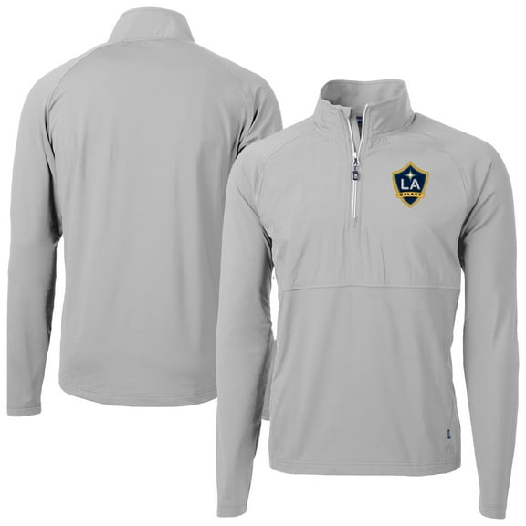 Men's-Cutter & Buck Gray LA Galaxy Adapt Eco Knit Hybrid Recycled Quarter-Zip Pullover Top